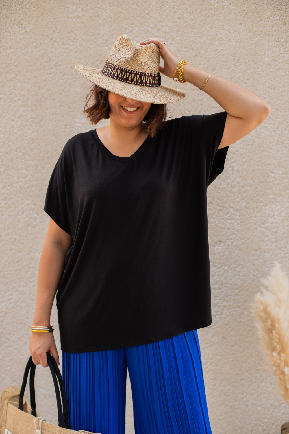T-shirt femme grande taille basic noir jusqu'au 52/54 - Coeurves