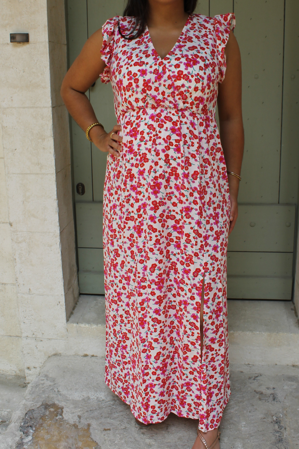 Robe grande taille longue Denice rouge - Coeurves