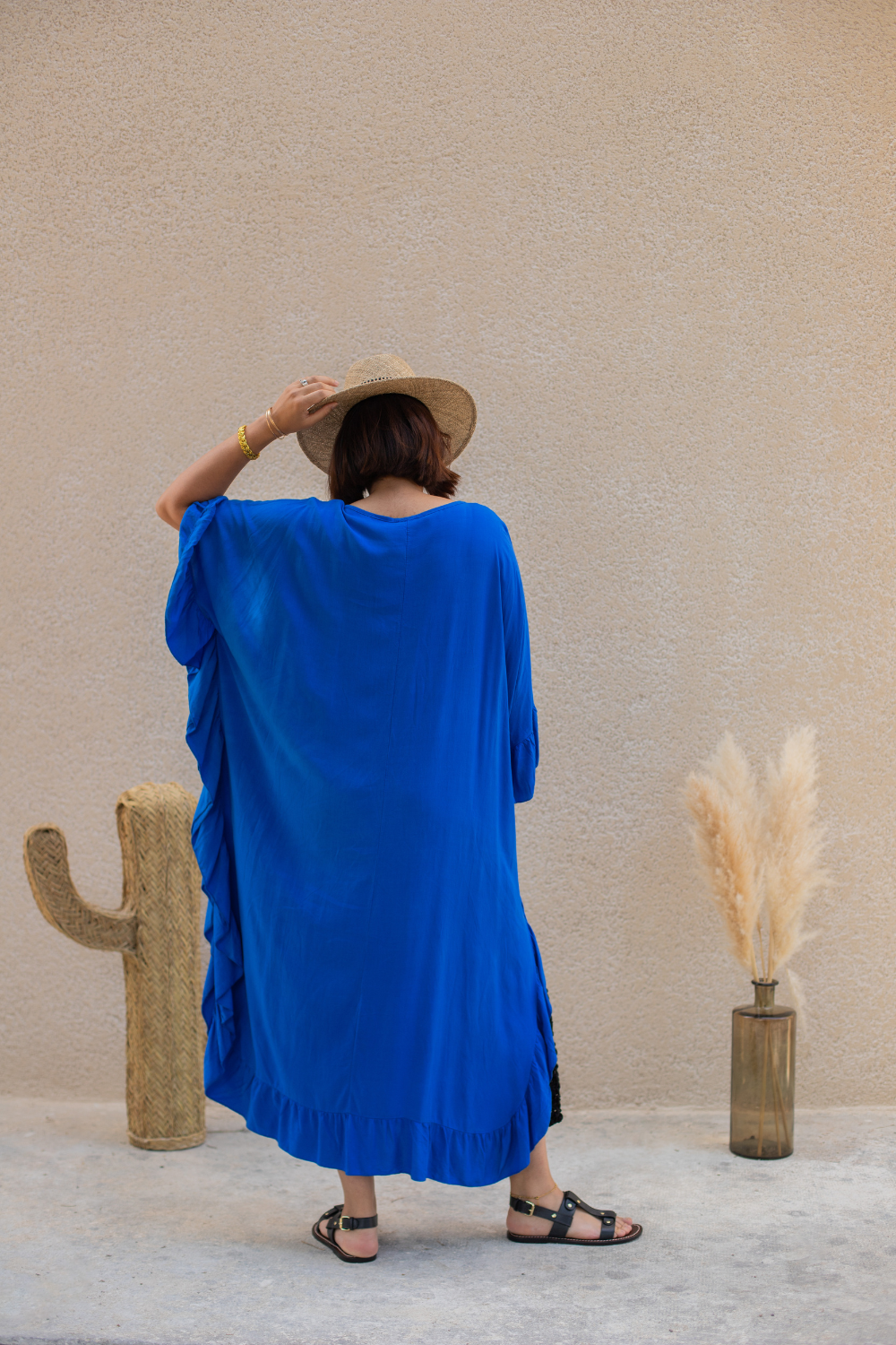 Robe caftan grande taille Enora bleu - 42 au 60 - Coeurves