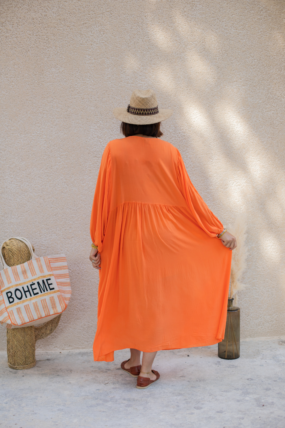 Robe longue grande taille Mya orange - 42 au 50 - Coeurves