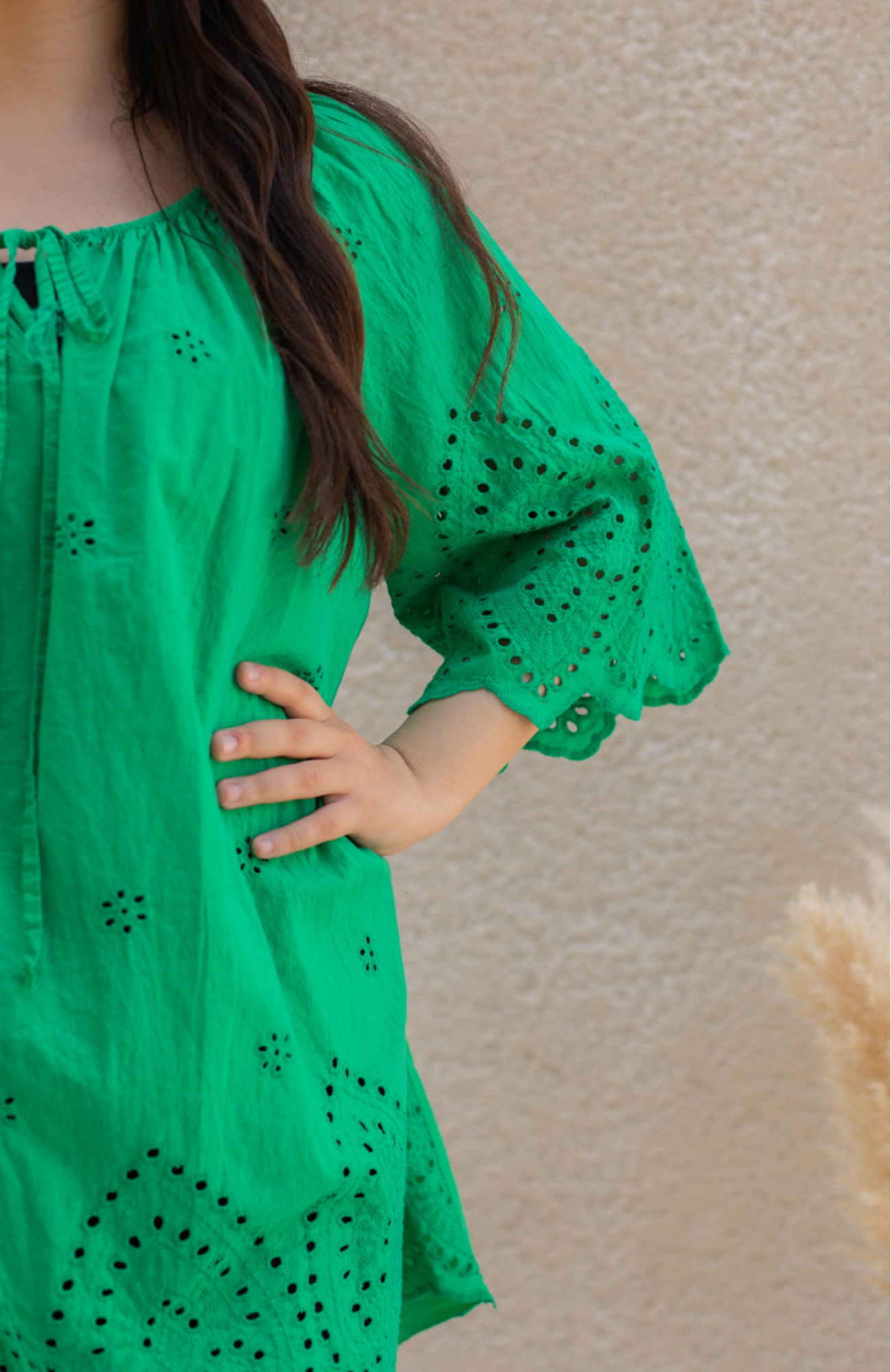 Robe tunique courte grande taille Elo vert du 42 au 50 - Coeurves