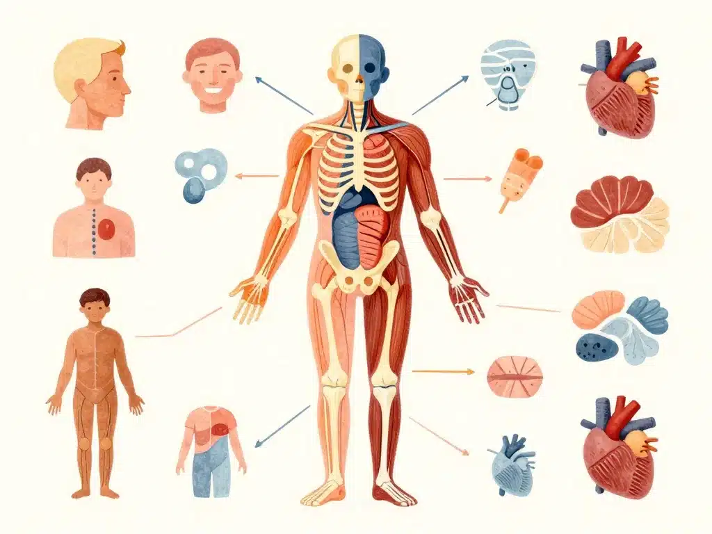 illustration systèmes corps humain anatomie en k