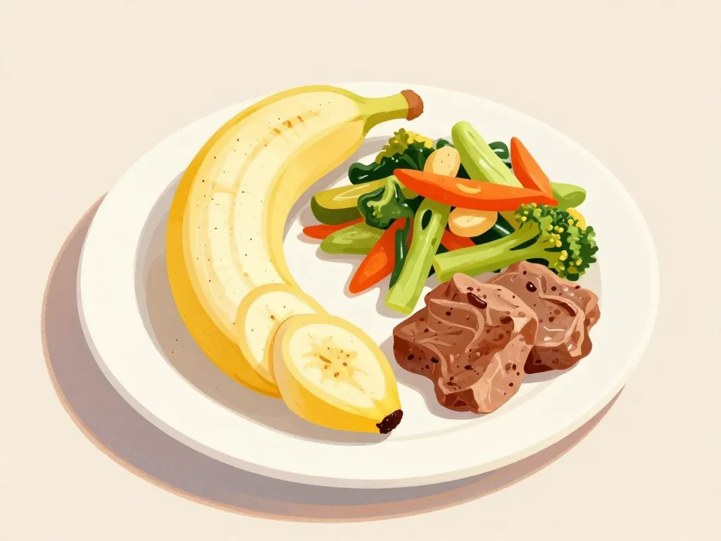 repas équilibré avec banane et calcul biliaire illustration