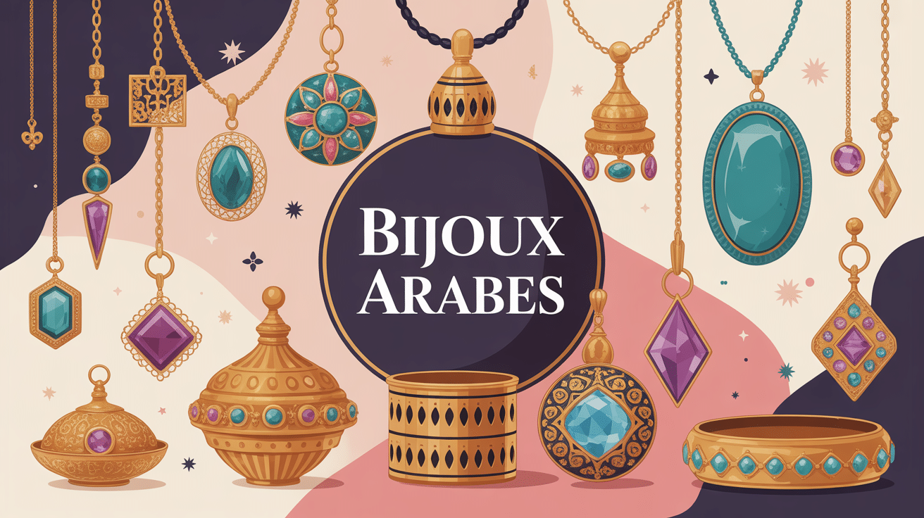 Illustration bijoux arabe or argent pierres précieuses