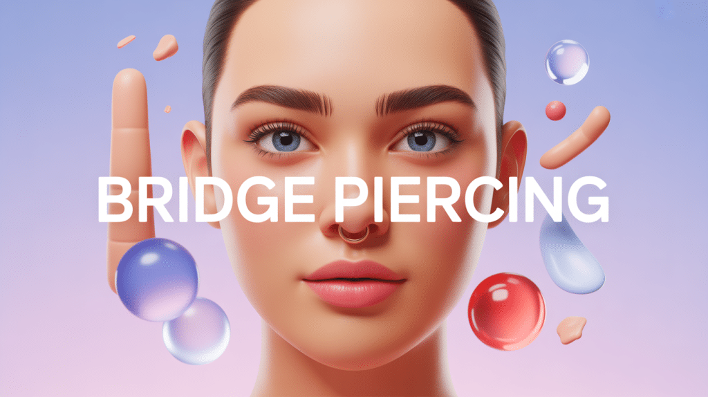 Illustration 3D stylisée du bridge piercing sur l’arête du nez