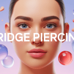 Illustration 3D stylisée du bridge piercing sur l’arête du nez