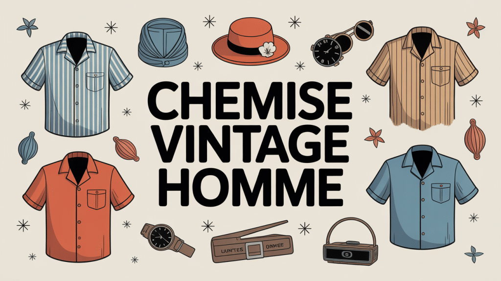 illustration chemise vintage homme style rétro avec accessoires