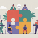 Illustration professionnelle différence collaboration et coopération
