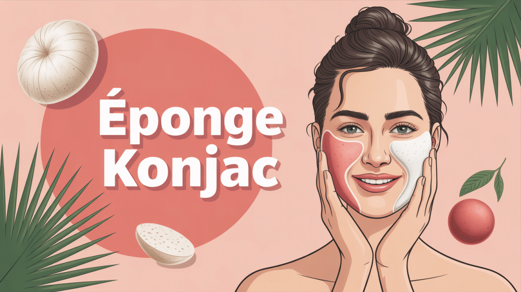 éponge konjac avis dermatologue illustration soin visage