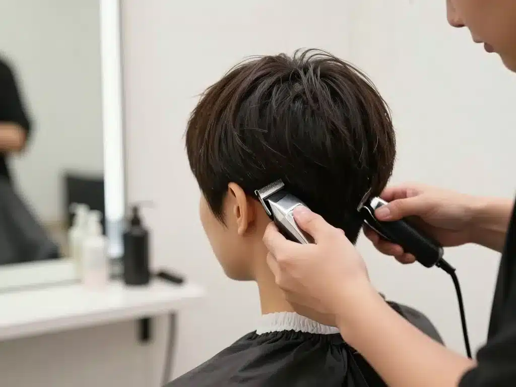 scène coiffure coupe garçonne ultra courte femme tondeuse sécurité