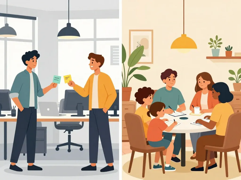 scène journée du compliment en entreprise et en famille