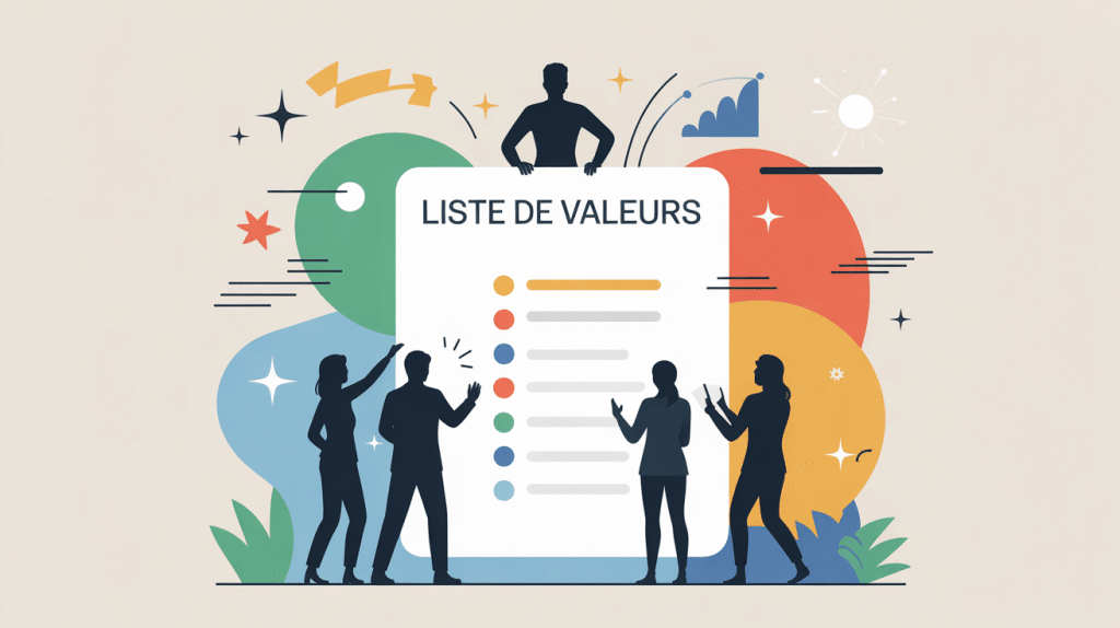 illustration liste valeurs collaboration entreprise