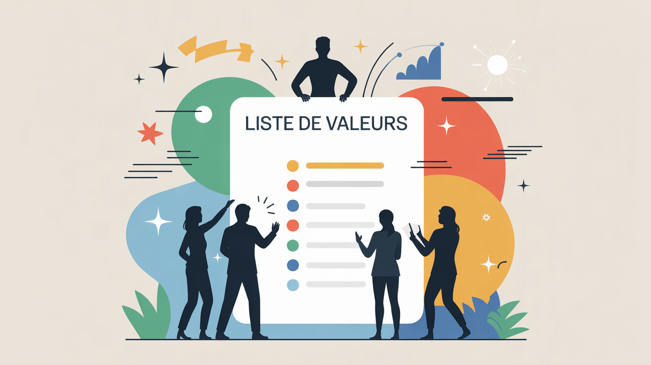 illustration liste valeurs collaboration entreprise