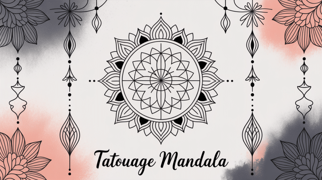 illustration mandala tatouage raffiné avec lotus et fleur de vie
