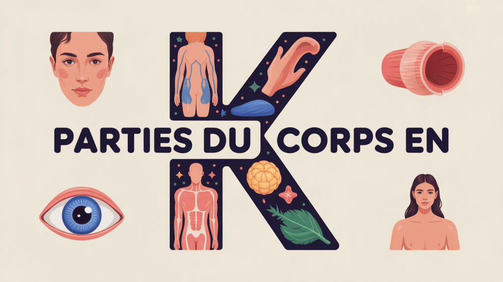 illustration partie du corps en k, peau, cheveux, ongles, oeil