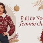 illustration mode femme avec pull noël chic ambiance festive