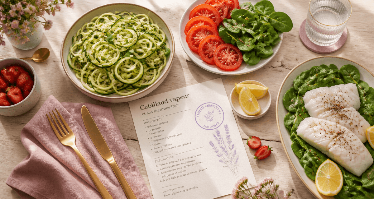 assiettes aliments faibles en calories sur table