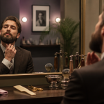 barbe style homme Verdi devant miroir