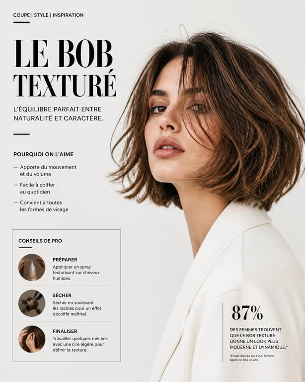 Tendance coupe carré femme moderne et texturée