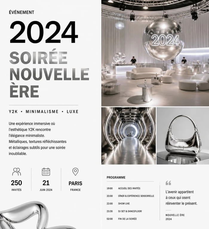 Ambiance de soirée tendance 2024 avec décoration Y2K et minimaliste