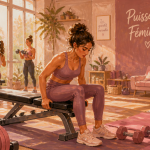 femme salle de sport sur banc musculation