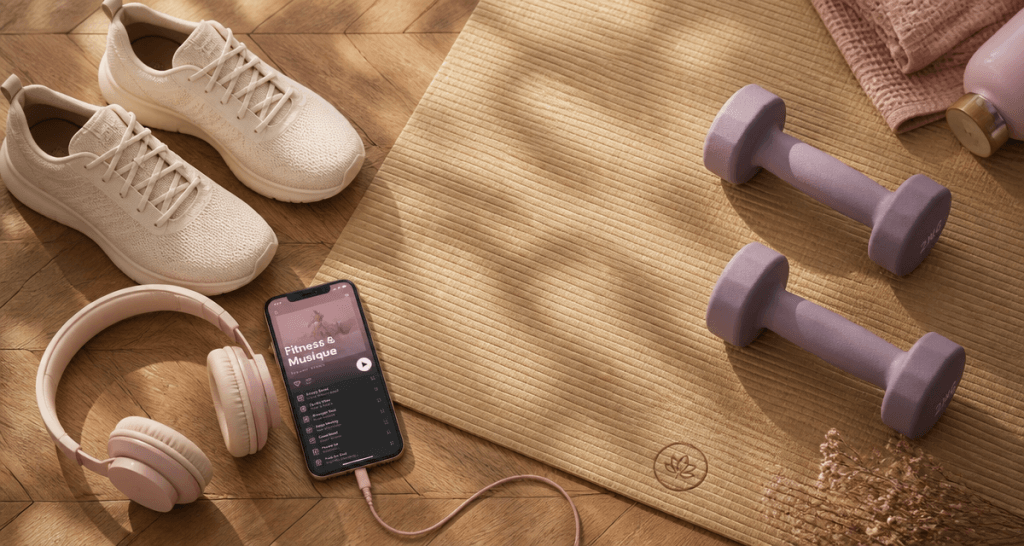 Fitness en musique, équipement et playlist sur tapis
