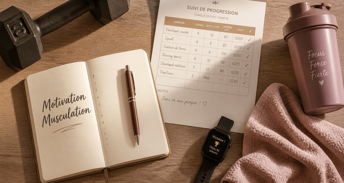 motivation musculation carnet haltère bureau