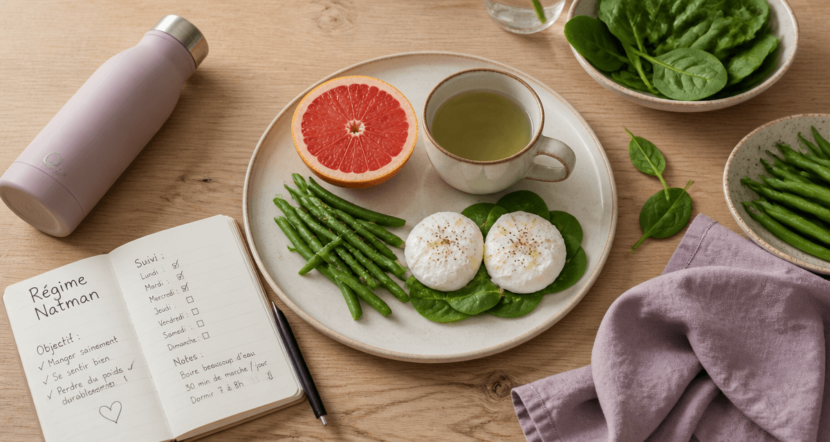 Petit-déjeuner regime rapide et efficace sur table en bois
