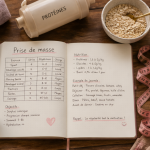 prise de masse musculaire carnet et haltères
