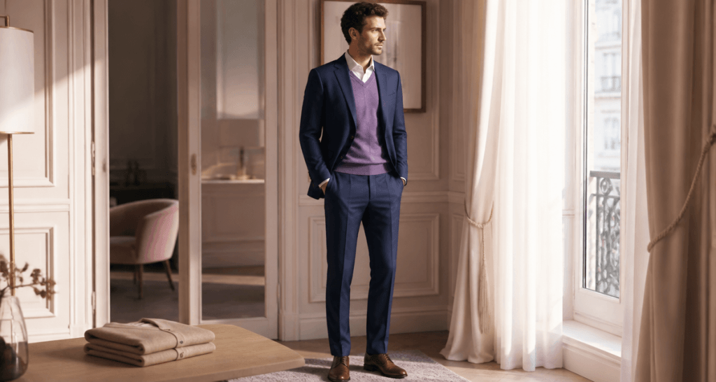 style bcbg homme costume bleu marine