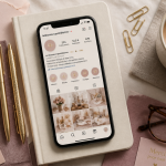 bio instagram stylé smartphone carnet flat-lay