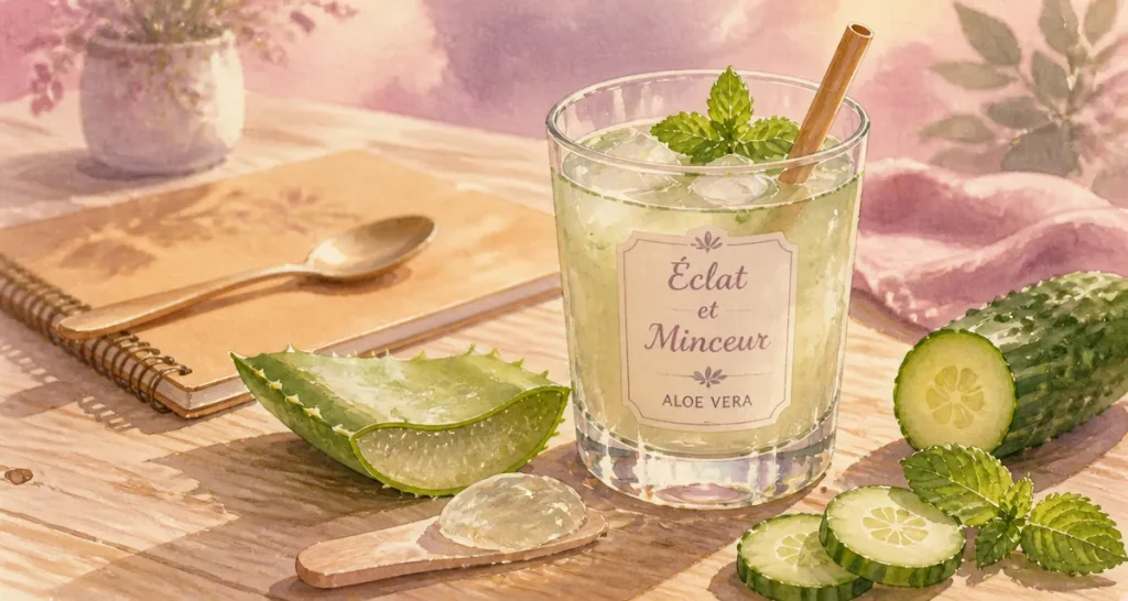 Jus d'aloe vera pour maigrir avis, verre de smoothie à l’aloe vera