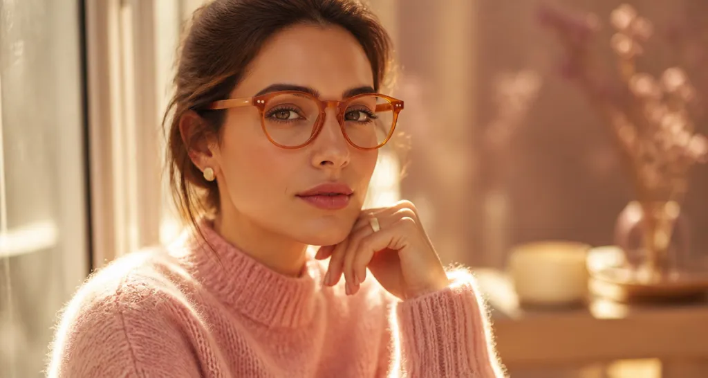 femme avec lunette orange près fenêtre