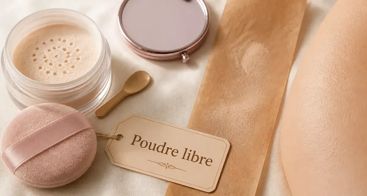 Meilleure poudre libre : pot translucide et houppette pour un teint flouté sans effet plâtre