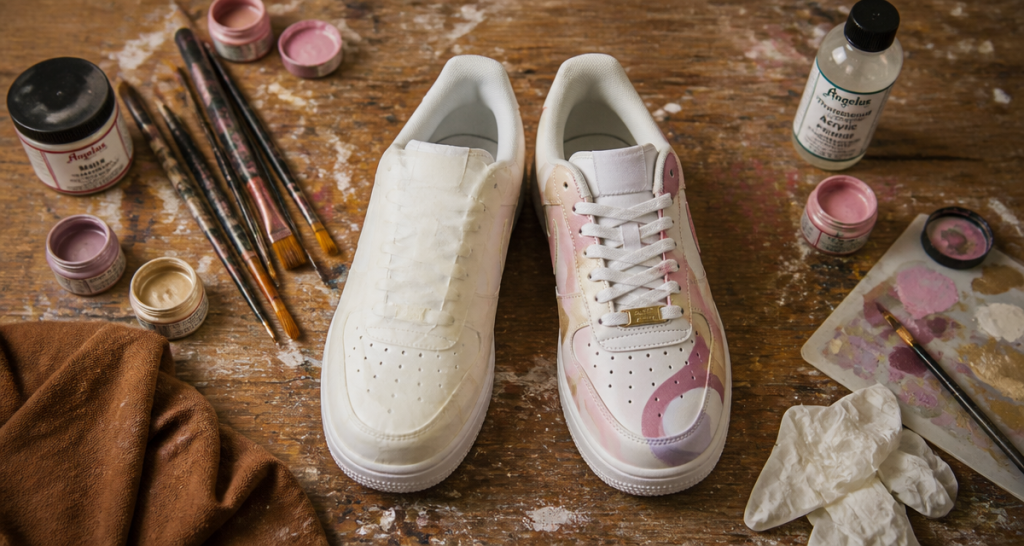 Peindre des chaussures baskets customisées atelier