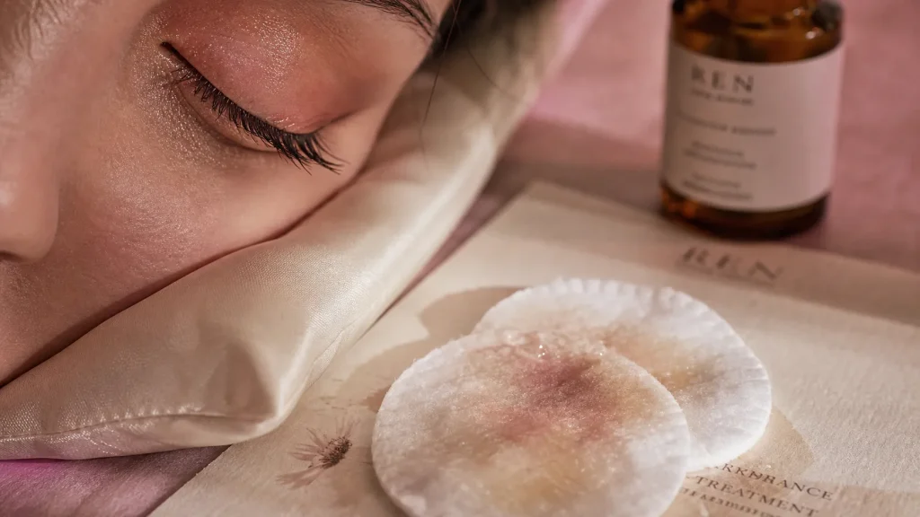 Comment enlever le mascara waterproof sans casser ses cils, coton imbibé d’huile démaquillante sur paupière
