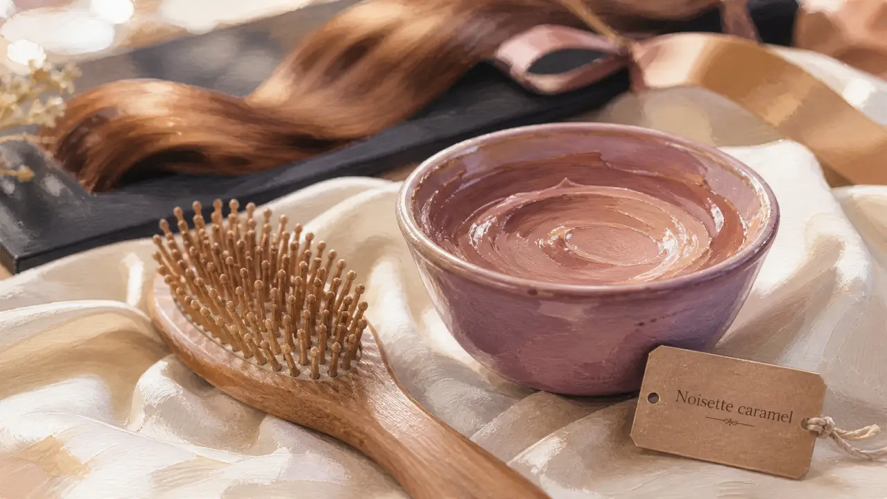 Couleur de cheveux noisette caramel : illustration gouache