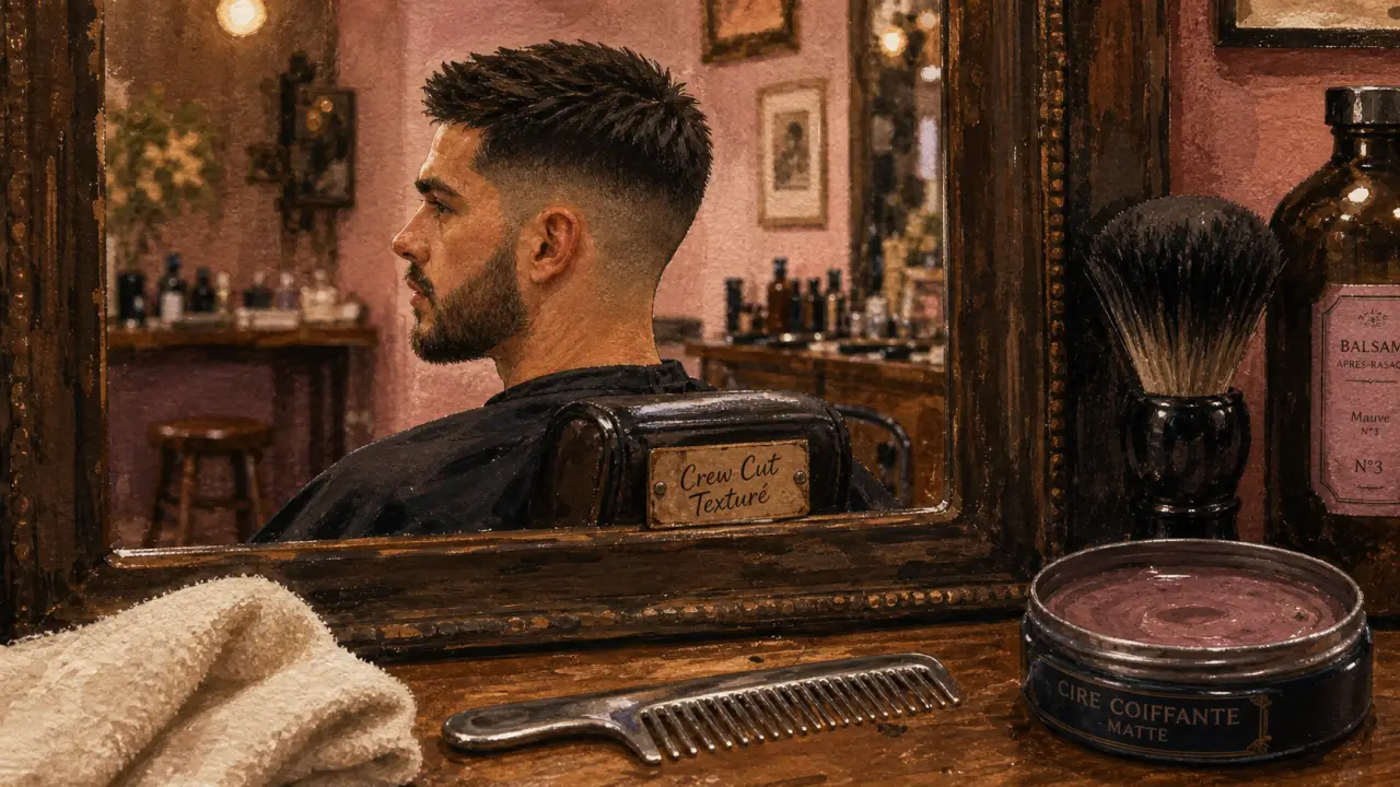 Crew cut revisité : coupe courte texturée au salon