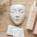 Eau micellaire meilleure peau sensible, tolérance et étiquette, cotons et bouteille