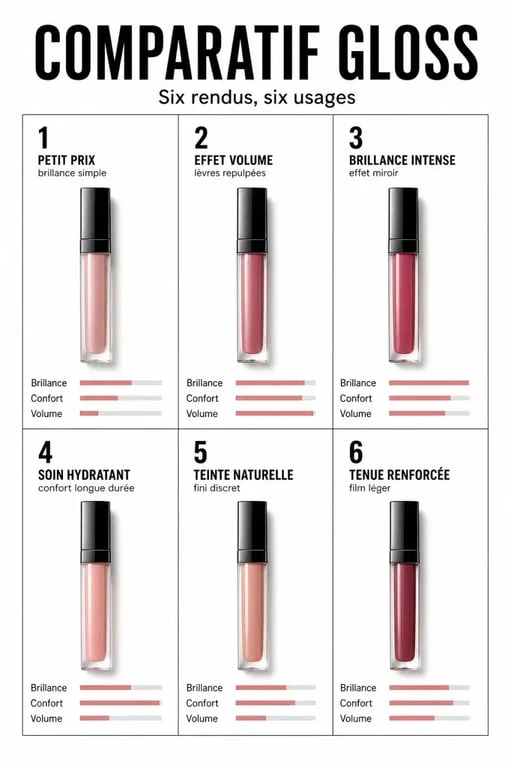 Comparatif du meilleur gloss pour les lèvres avec plusieurs textures et finis