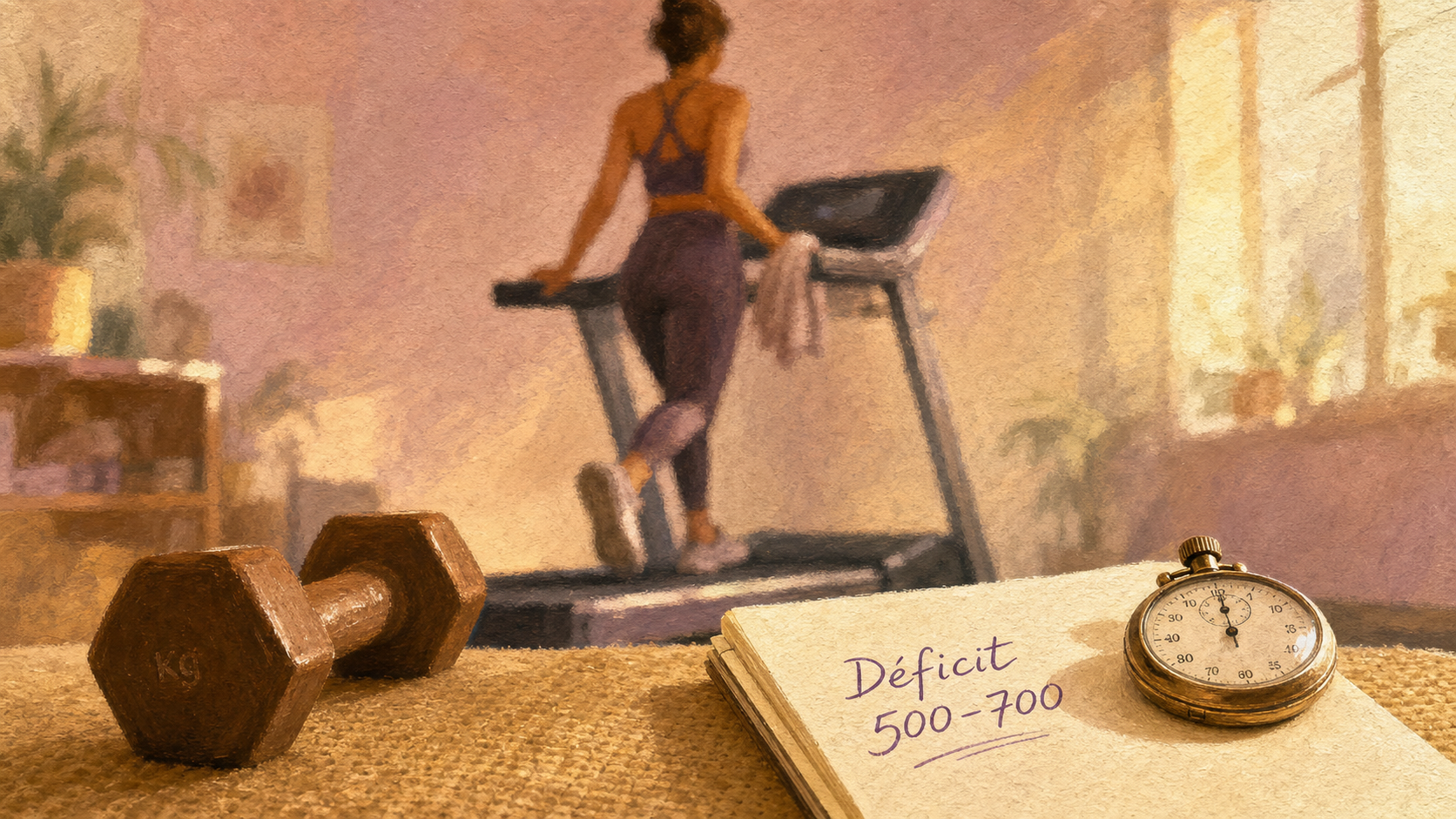 Maigrir par le sport programme 300 minutes : tapis, haltères, chronomètre