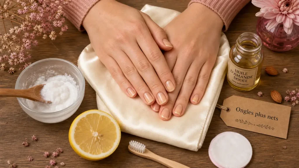 Ongles jaunis : bicarbonate, citron et gestes pour retrouver une couleur nette