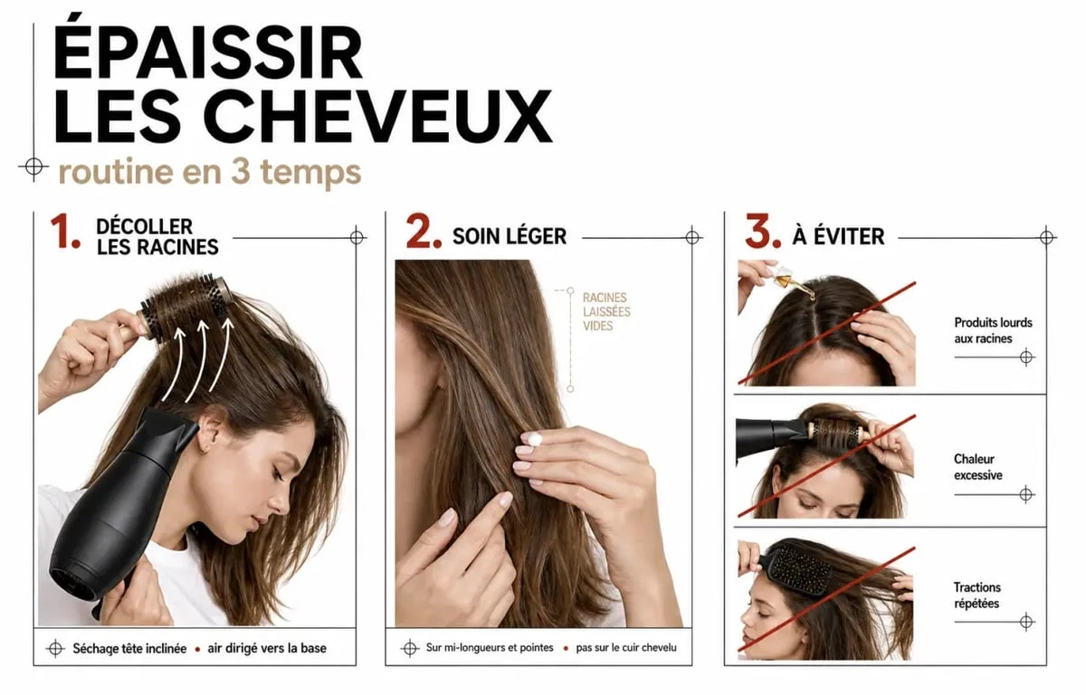 Épaissir les cheveux : routine capillaire légère pour gagner en volume