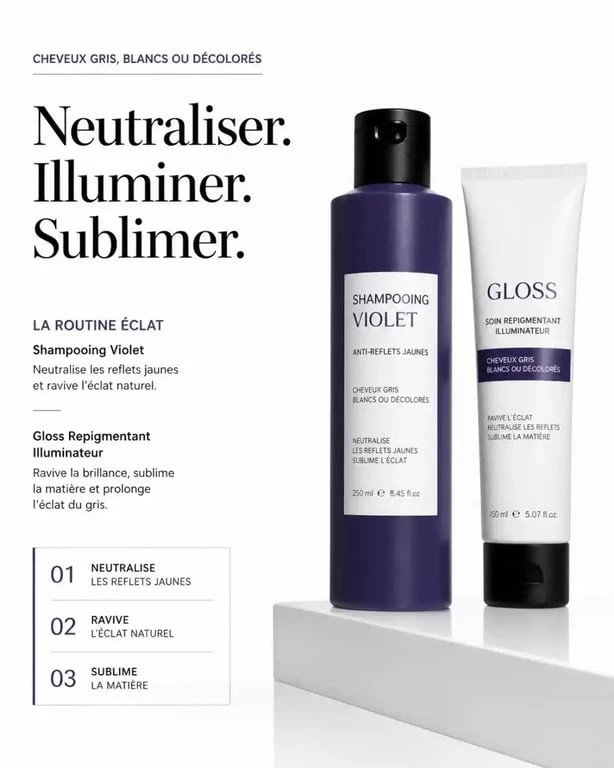 Routine de soins pour la transition cheveux colorés cheveux gris