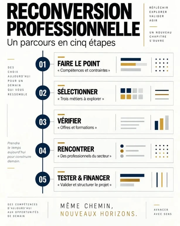 Idée reconversion professionnelle : les cinq étapes pour construire un projet réaliste
