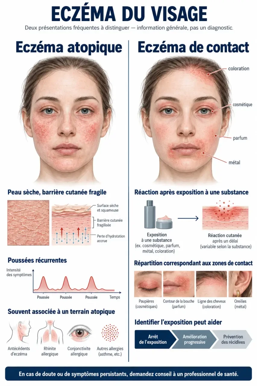 Infographie sur l’eczéma du visage atopique et de contact