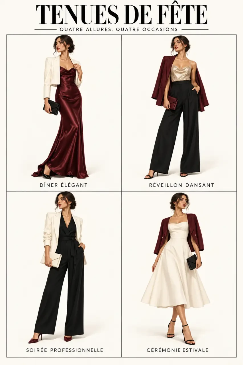 Tenues de fête femme pour dîner, réveillon, soirée professionnelle et cérémonie