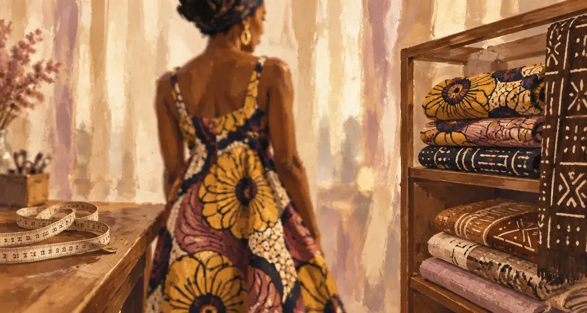Vêtement africain pour femme : robe wax et échantillons de tissus